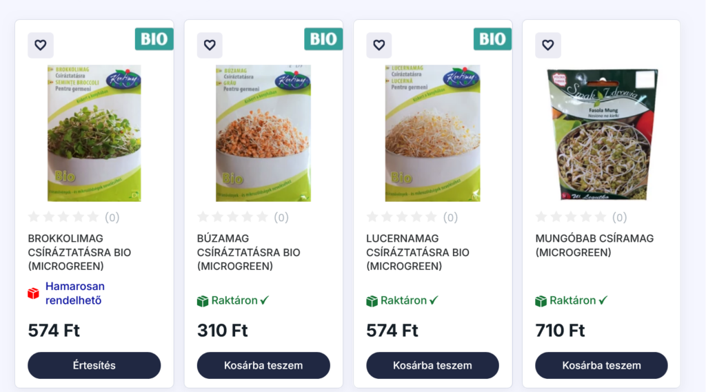 Mikrogreen csíráztatók fajtái